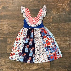 Red, White & Blue Toddler Ruffle Sleeve Dress